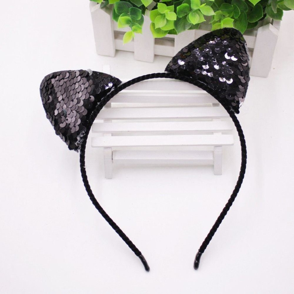Diona J Bling Sparkle Cat Black Ear Headband Hairband For Kids Halloween…